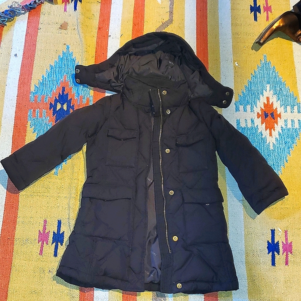 EUC goose down winter parka hooded long length puffer